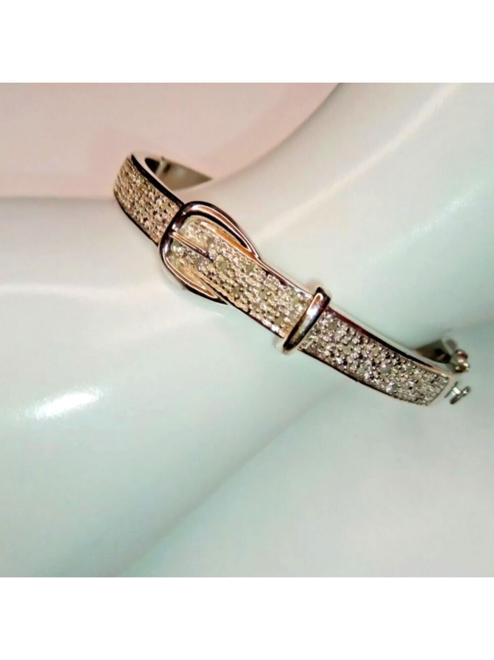 Marsala Silver Plated Belt Buckle Hinged Bangle Bracelet
